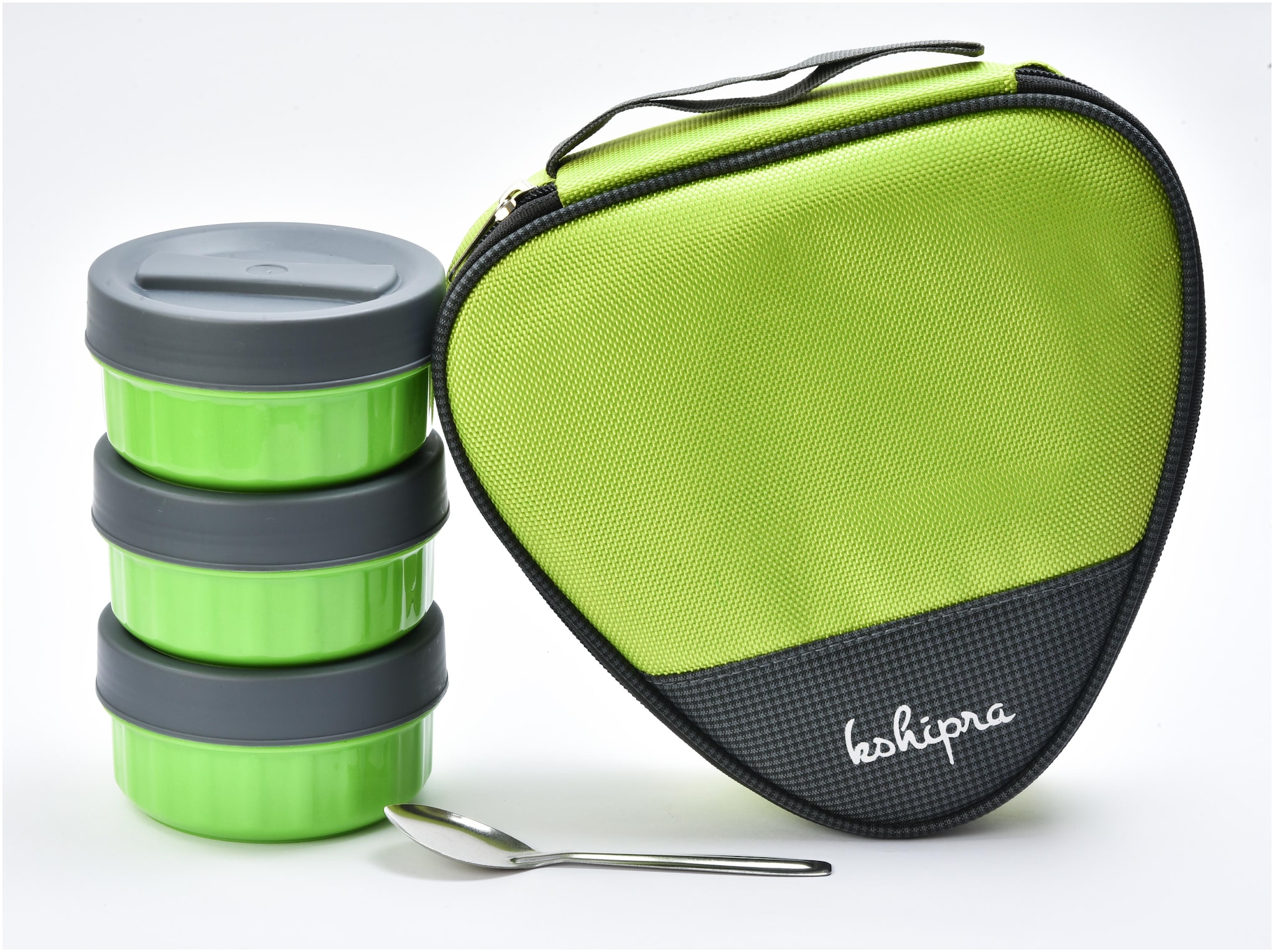 

Passion Bazaar Kshipra Insulated Stainless Steel Fresh Bite Lunch Box Green Color With-SS Containers and Cushion Bag cover