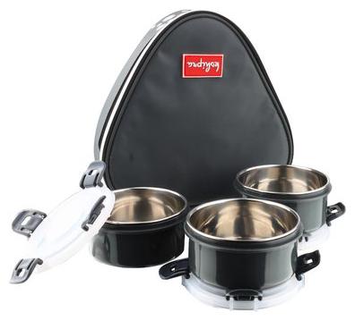 

Passion Bazaar Grey 3 Containers Lunch box ( Set of 1 450 ml )