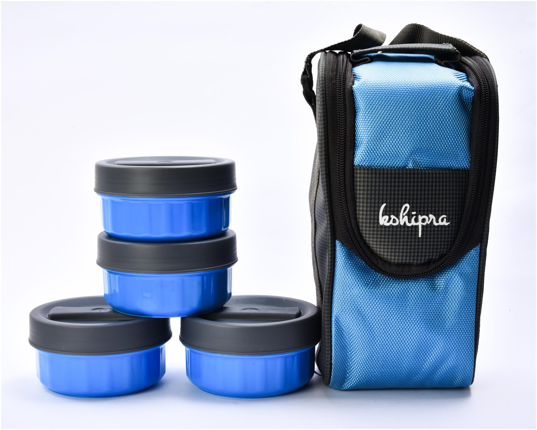 

Passion Bazaar Kshipra Insulated Stainless Steel Power Lunch Box Blue Color With SS Containers and Cushion Bag cover