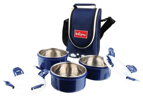 

Passion Bazaar Blue 3 Containers Lunch box ( Set of 1 450 ml )