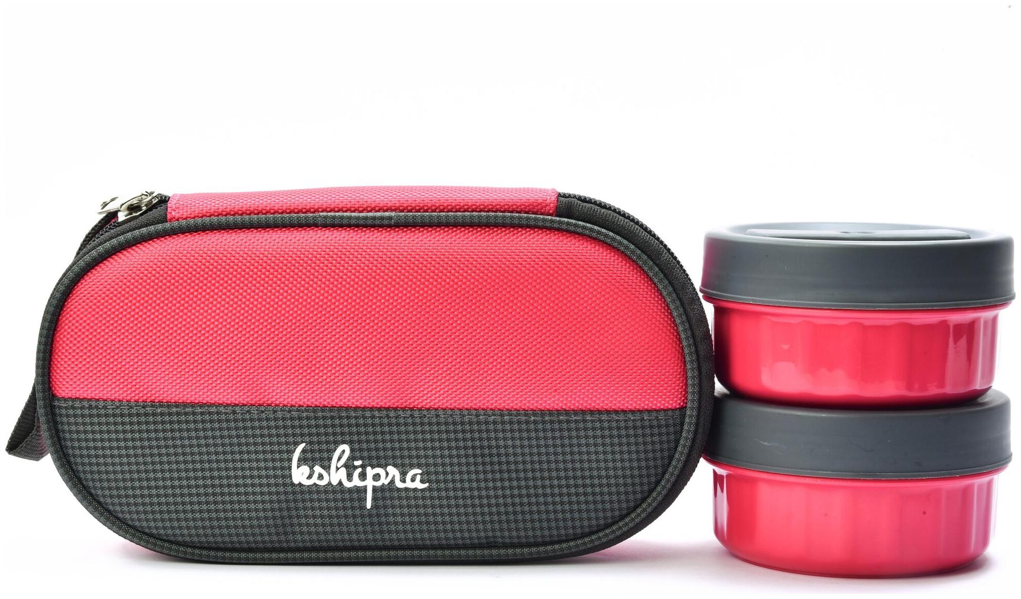 

Passion Bazaar Kshipra Insulated Stainless Steel Fresh Bite Lunch Box Pink Color With -SS Containers and Cushion Bag cover