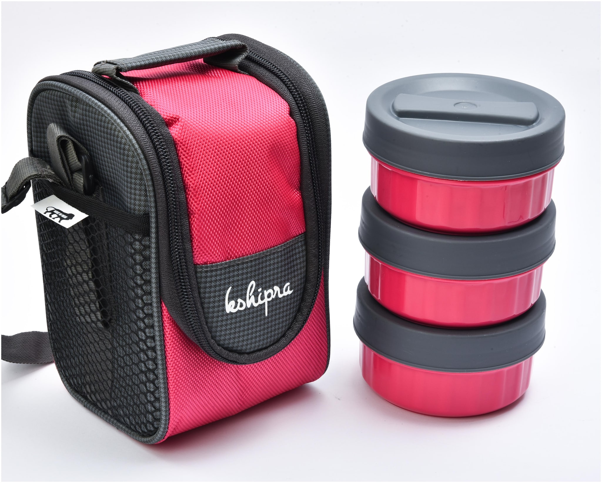 

Passion Bazaar Kshipra Insulated Stainless Steel Power Lunch Box Pink Color With SS Containers and Cushion Bag cover