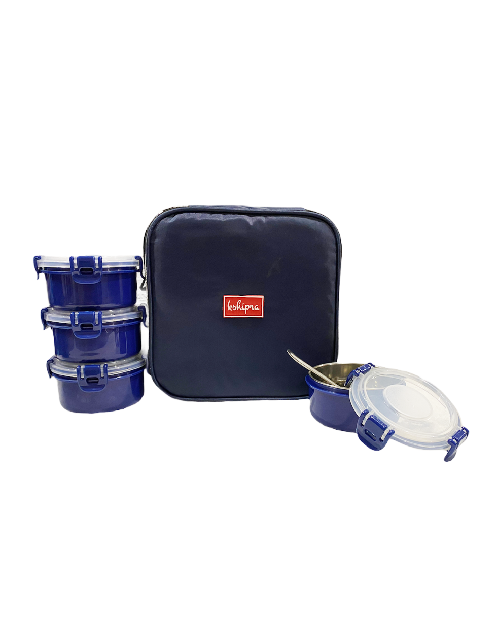 

Passion Bazaar Blue 4 Containers Lunch box ( Set of 1 350 ml )
