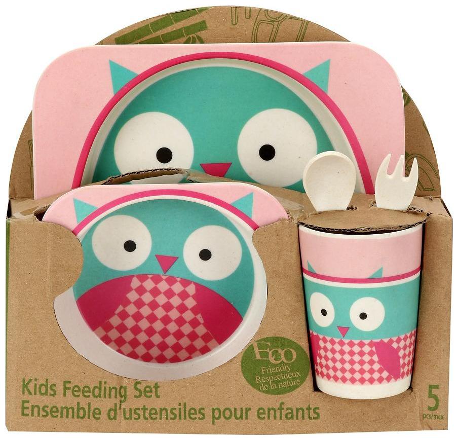 

Passion Petals Baby 5pcs set Bowl Set Child Creative Anti - Fall Bamboo Fibre Tableware Feeding Partition Dishes Dinnerware Gifts - owl