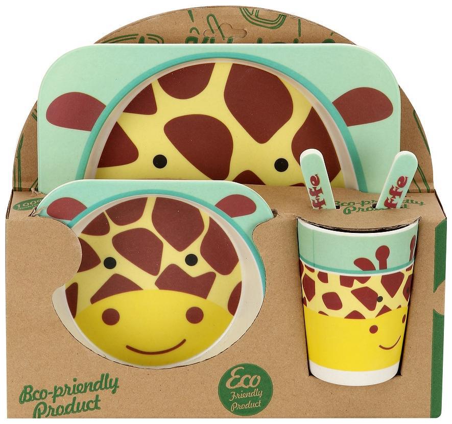 

Passion Petals Baby 5pcs set Bowl Set Child Creative Anti - Fall Bamboo Fibre Tableware Feeding Partition Dishes Dinnerware Gifts - giraffee