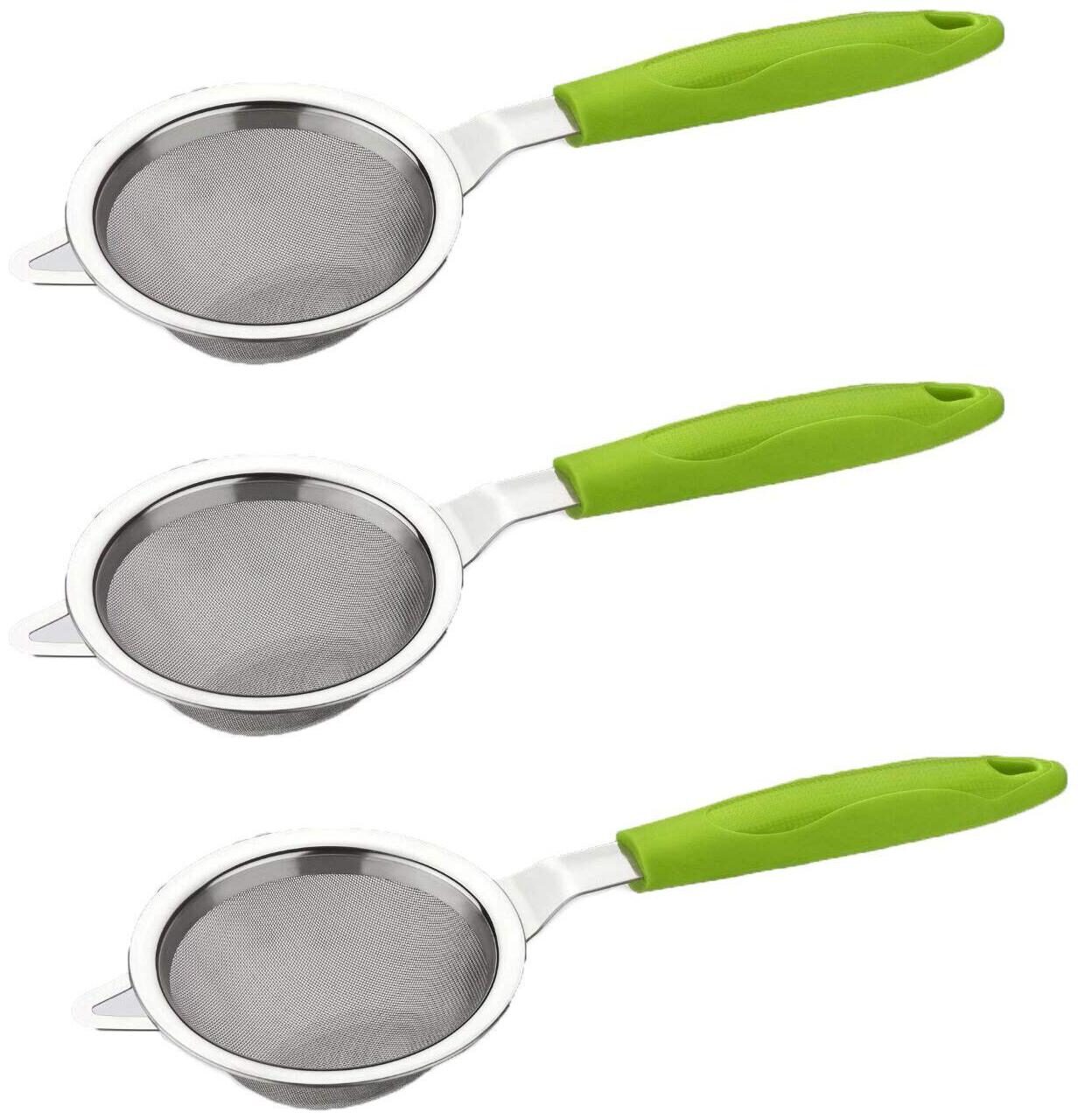

PAYABLE Best Quality 3 pcs Green Tea Strainer for Kitchen Chhalni - Chhani for Tea Coffee Tea Filter Stainless Steel Tea and Coffee Strainer Filter with Stainless Steel Mesh