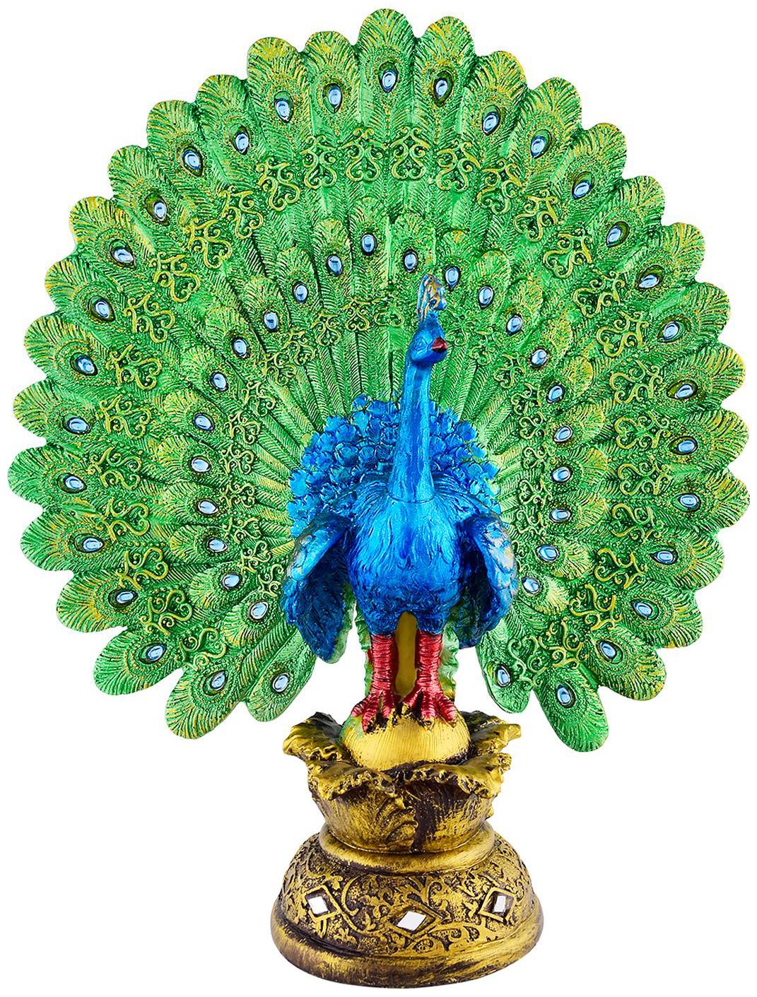 

Peacock Idol For Home Decoration Art Decor Showpiece Gift Article Polyresin Item With Metallic Paint