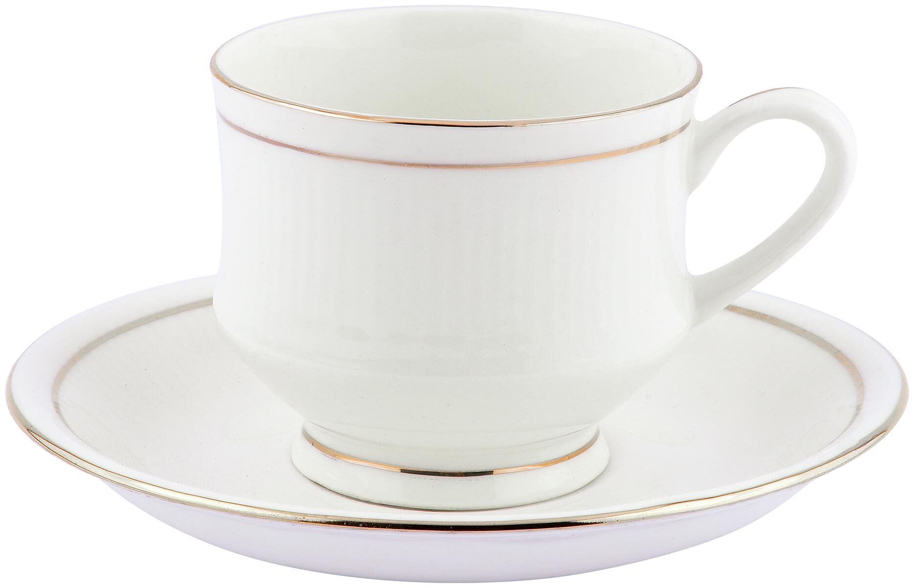 

Pearl Golden Line Fine Tableware Bone China Set of 6 Tea Cups and Saucer Coffee Mugs for Home Office (140 ml)