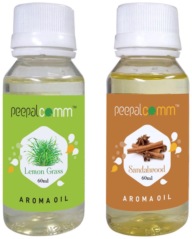 

peepalComm 60ml Aroma oil and air freshener for room office and spa Lemongrass and SandalWood Flavour