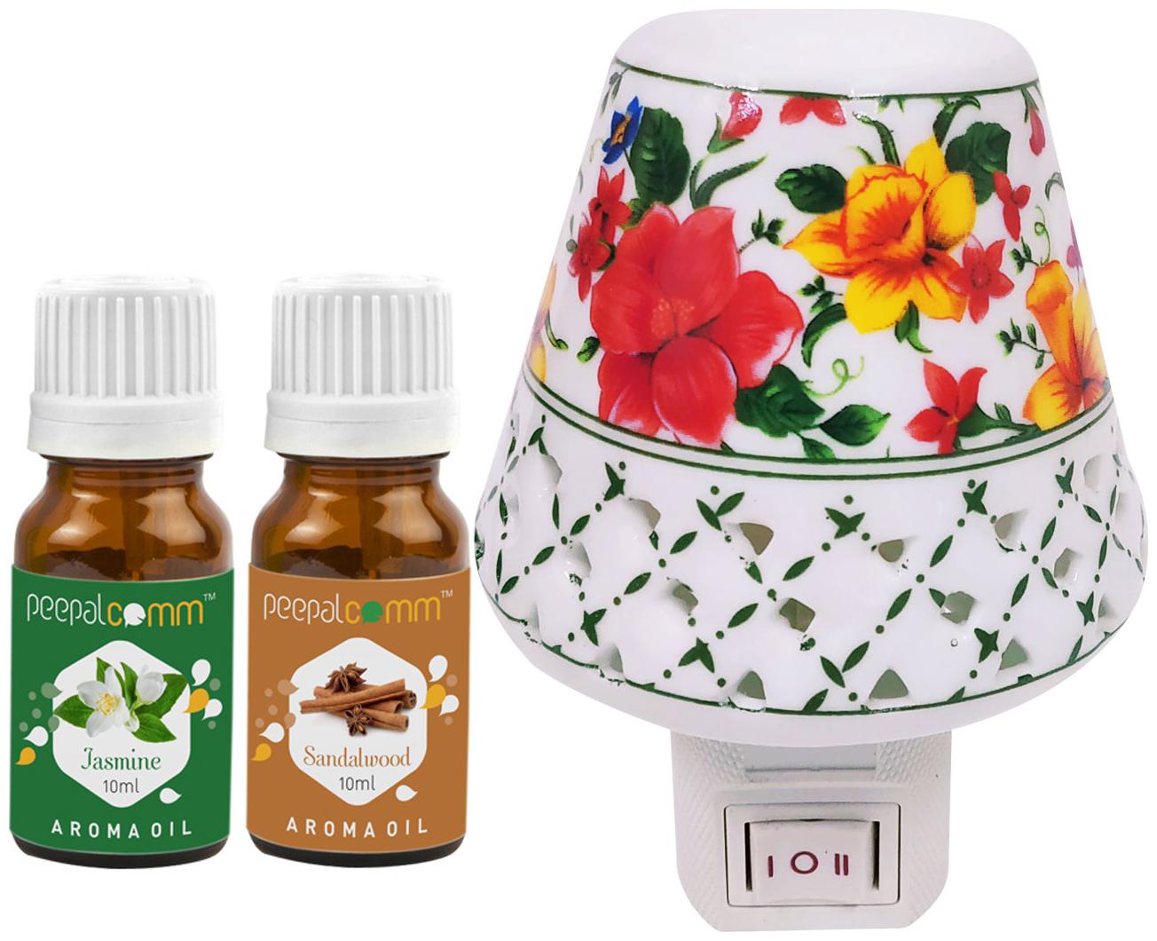 

PeepalComm Electric Ceramic Aroma Diffuser with Jasmine Sandalwood Aroma Oil 10ml each for office home Spa Pack of 3