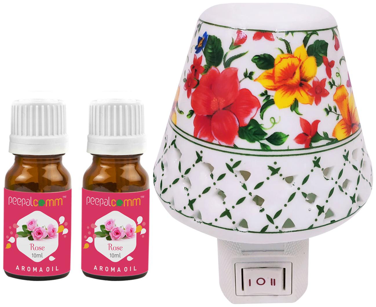 

PeepalComm Electric Ceramic Aroma Diffuser with 2 Rose Aroma Oil 10ml each for office home Spa Pack of 3