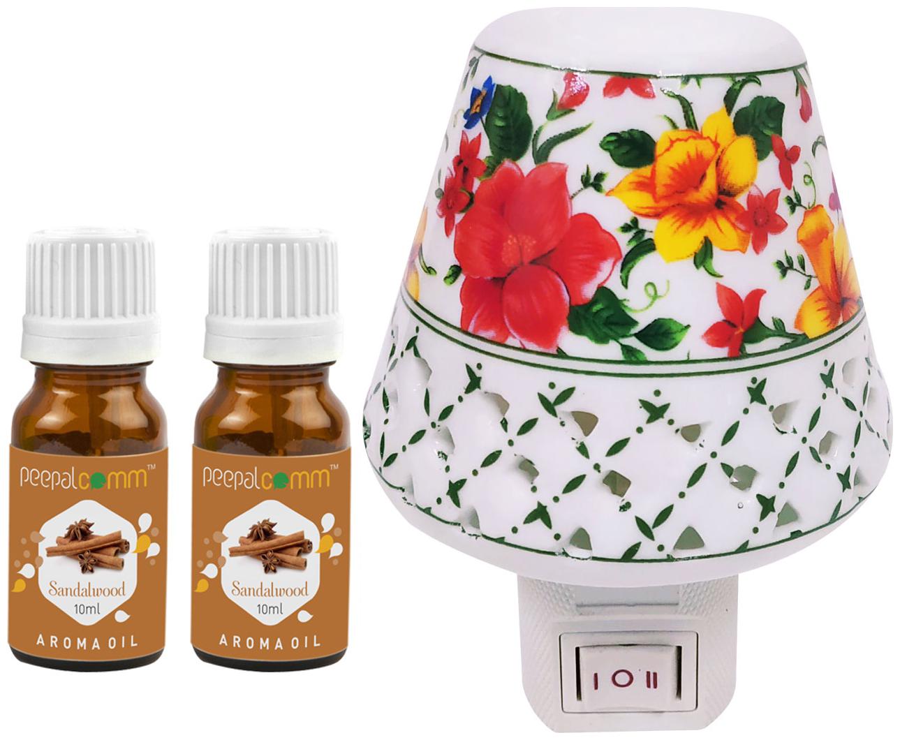 

PeepalComm Electric Ceramic Aroma Diffuser with 2 Sandalwood Aroma Oil 10ml each for office home Spa Pack of 3
