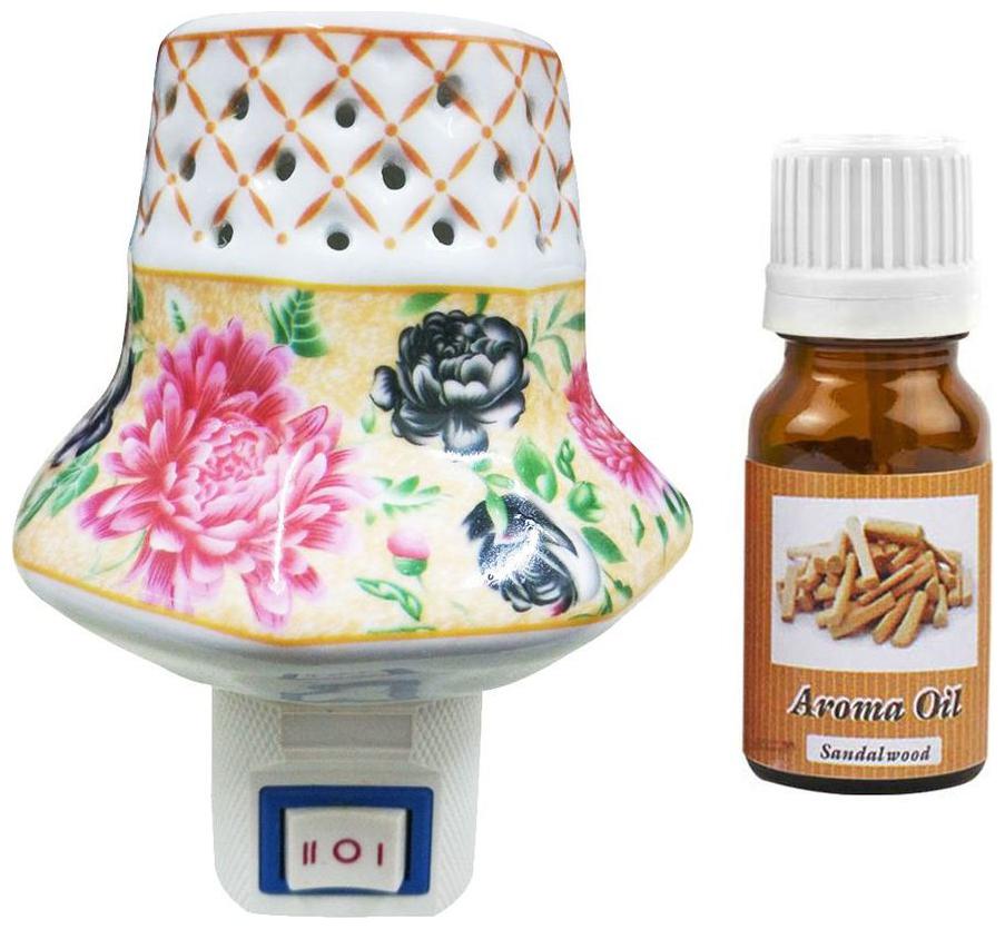 

PeepalComm Electric Mugal Flower Ceramic Aroma Diffuser with Aroma Oil (SANDALWOOD) for office spa hotel home fragrance