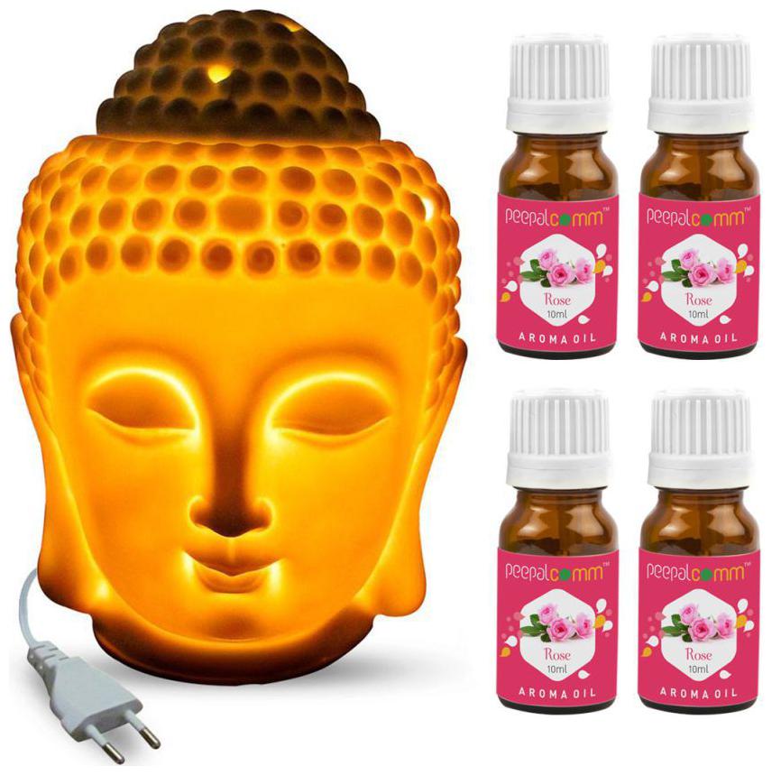 

PeepalComm Electric Buddha Diffuser with 4 Rose Aroma Oils - Pack of 5