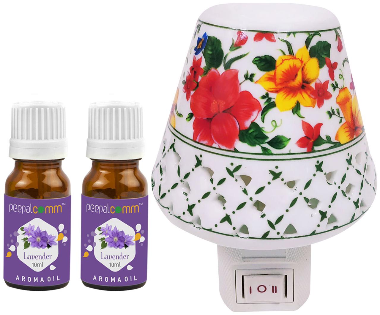 

PeepalComm Electric Ceramic Aroma Diffuser with 2 Lavender Aroma Oil 10ml each for office home Spa Pack of 3