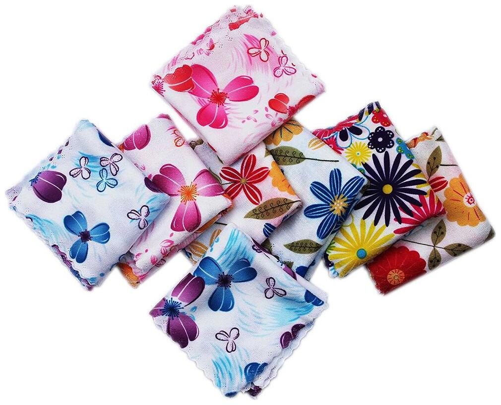

Peponi 12 pcs Flower Design Multi color Cotton Face Towel size (25x25cm)