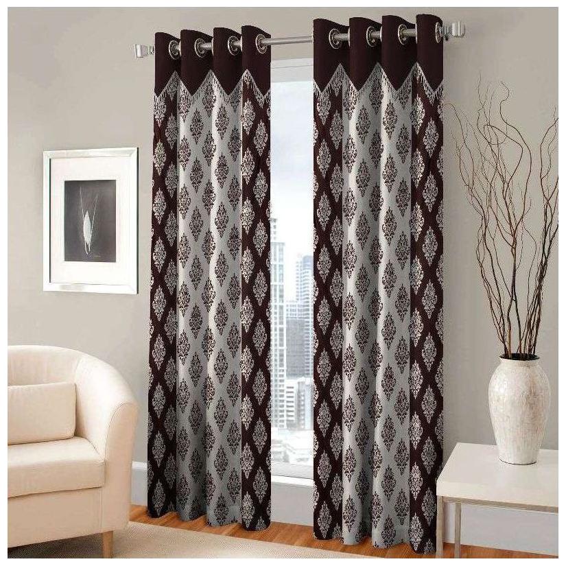 

Peponi Pack of 2 9 ft Eyelet Curtain Printed Multi Color
