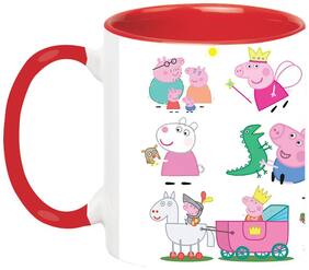 Peppa Pig Cartoon Red Coffee Mug for Friends/Birthday Gifts for Kids/Return Gifts by Ashvah-Mug-2338-Red