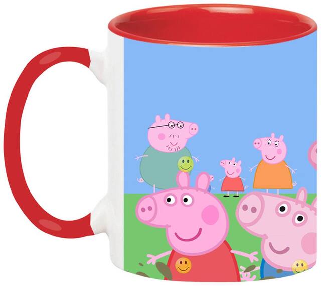 Peppa Pig Cartoon Red Coffee Mug for Friends/Birthday Gifts for Kids/Return Gifts by Ashvah-Mug-2353-Red