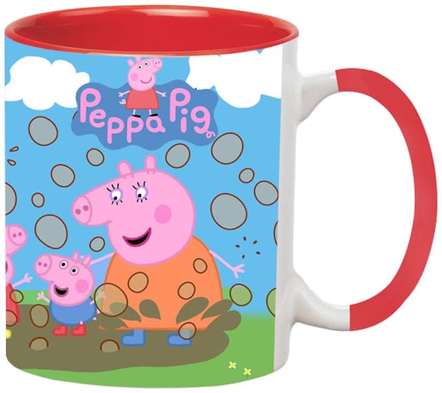 Peppa Pig Cartoon Red Coffee Mug for Friends/Birthday Gifts for Kids/Return Gifts by Ashvah-Mug-2314-Red