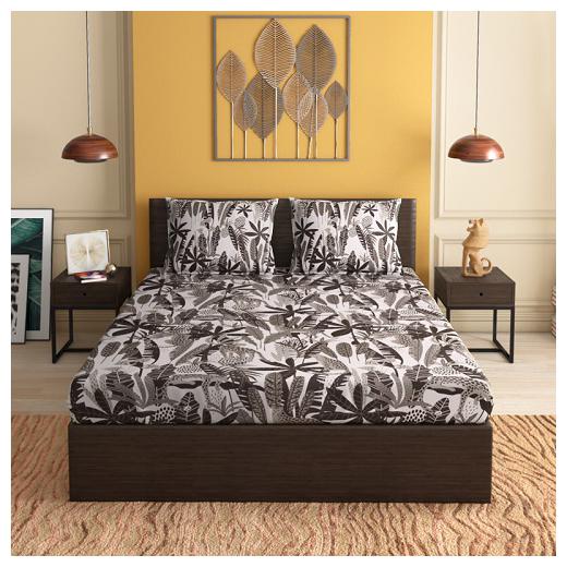 

PETAL HOME Cotton Floral Double Size Bedsheet 300 TC ( 1 Bedsheet With 2 Pillow Covers Grey )