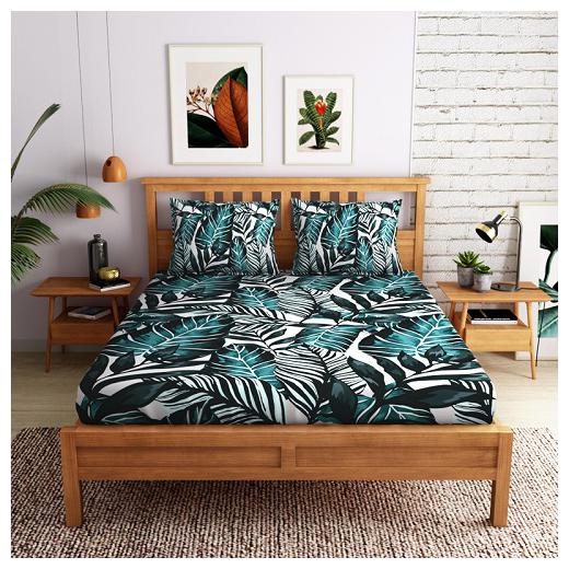 

PETAL HOME Cotton Floral Double Size Bedsheet 300 TC ( 1 Bedsheet With 2 Pillow Covers White )