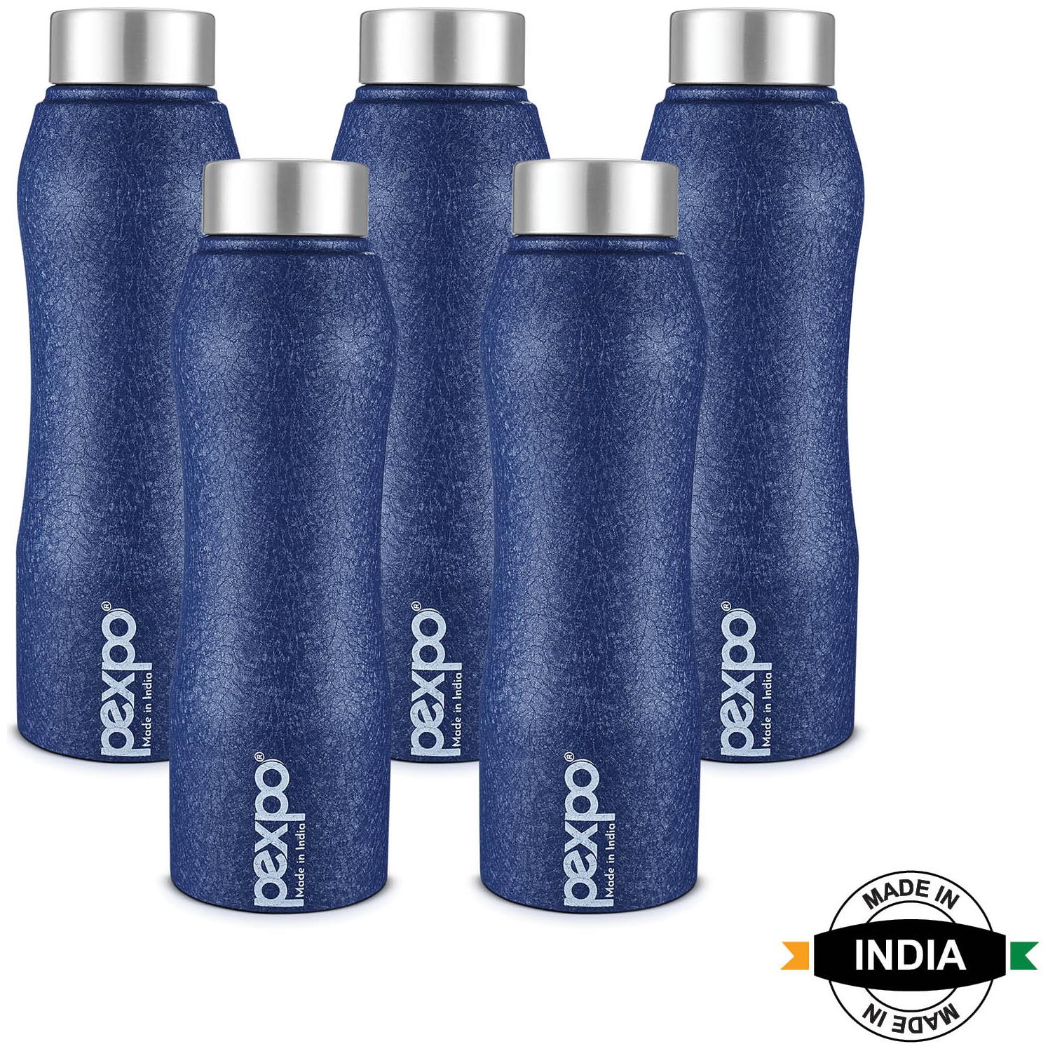 Pexpo Stainless Steel Water Bottle Set of 5 Blue , 1000 ml by Placerointernational
