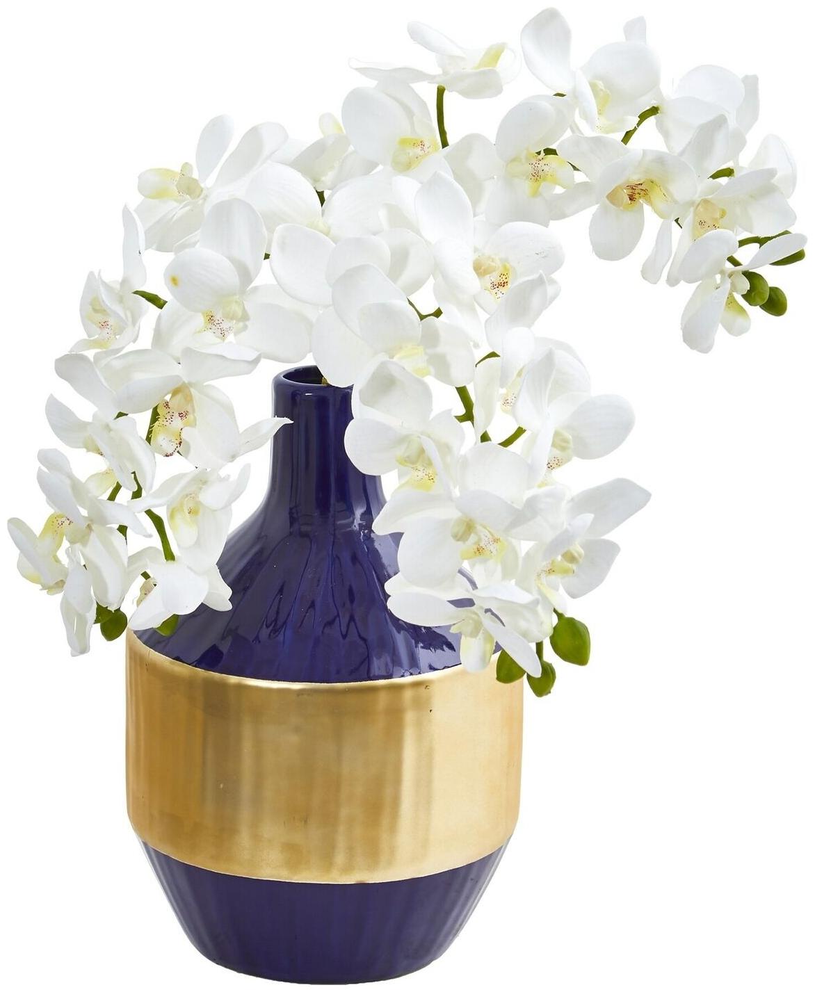

Phalaenopsis Orchid Artificial in Blue and Gold Designer