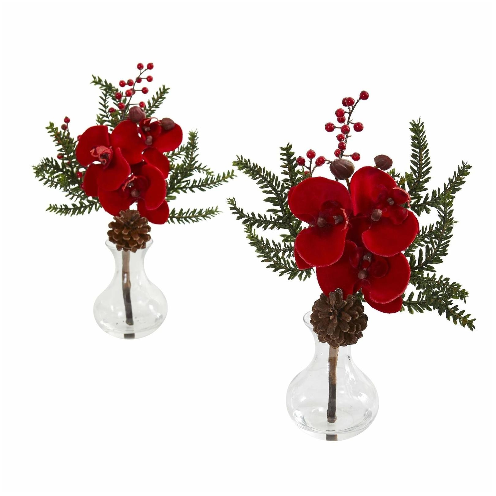 

Phalaenopsis Orchid Berry and Pine Artificial Arrangement