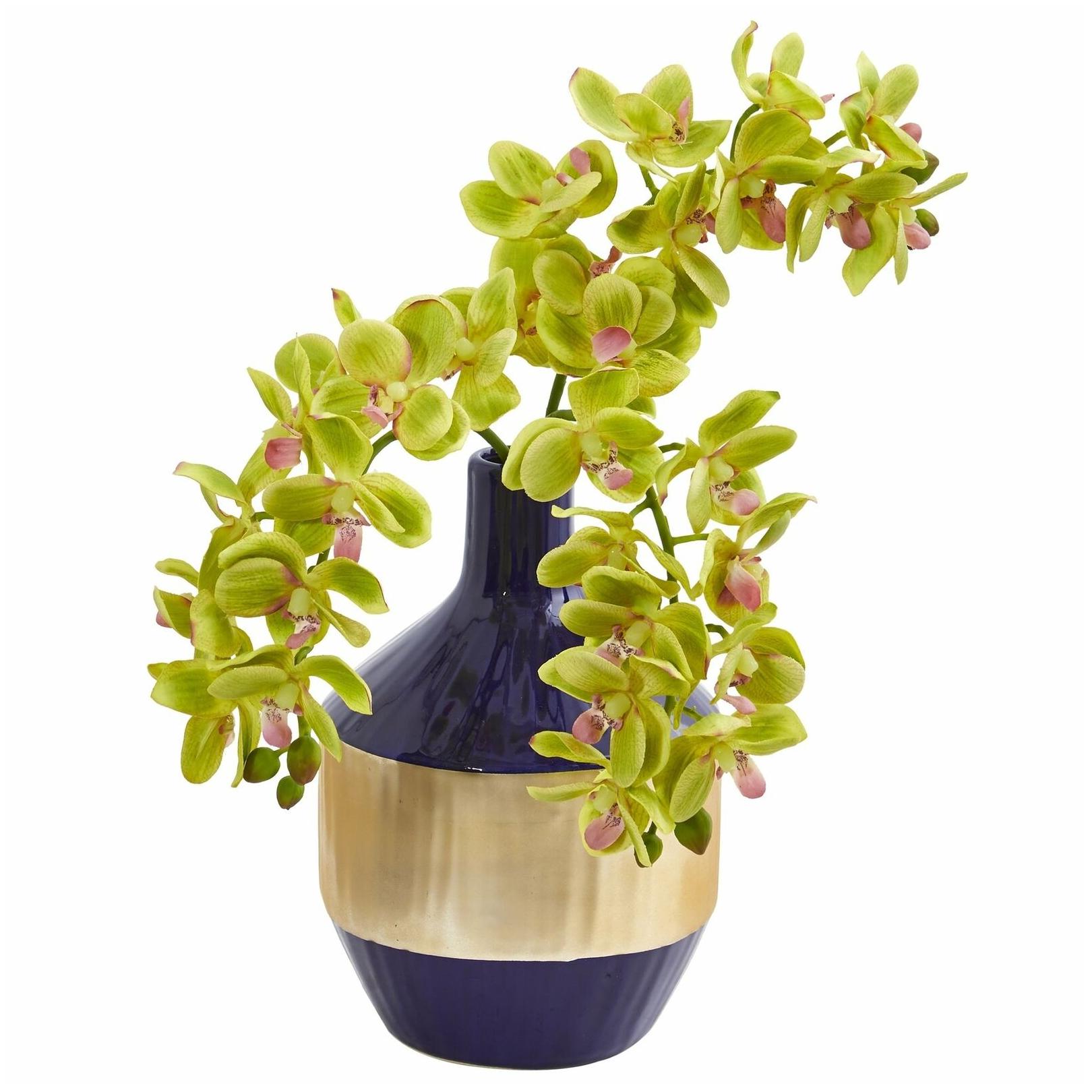 

Phalaenopsis Orchid Artificial in Blue and Gold Designer