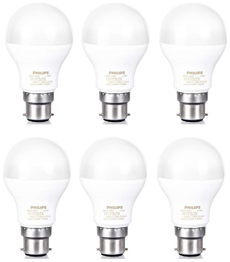 

Philips 10 5 W Standard B22 LED Bulb (White Pack of 6)
