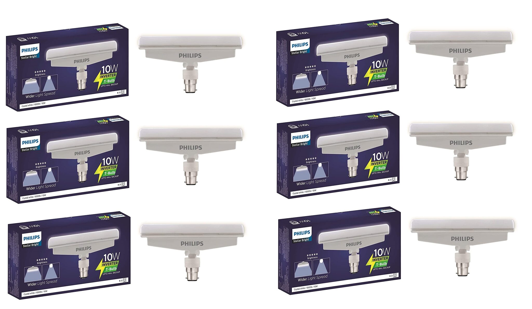 

Philips 10W LED Emergency T- Bulb 6500K - Pack of 6
