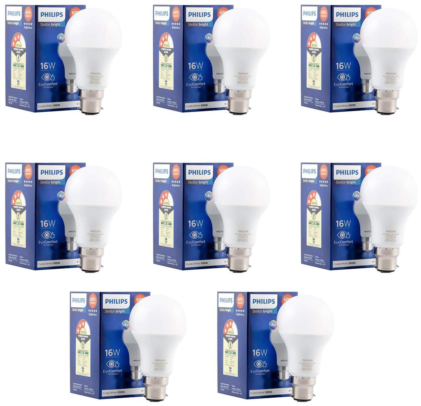 

Philips 16W Stellar Bright LED Bulb B22 6500K (Cool Day Light) - Pack of 8