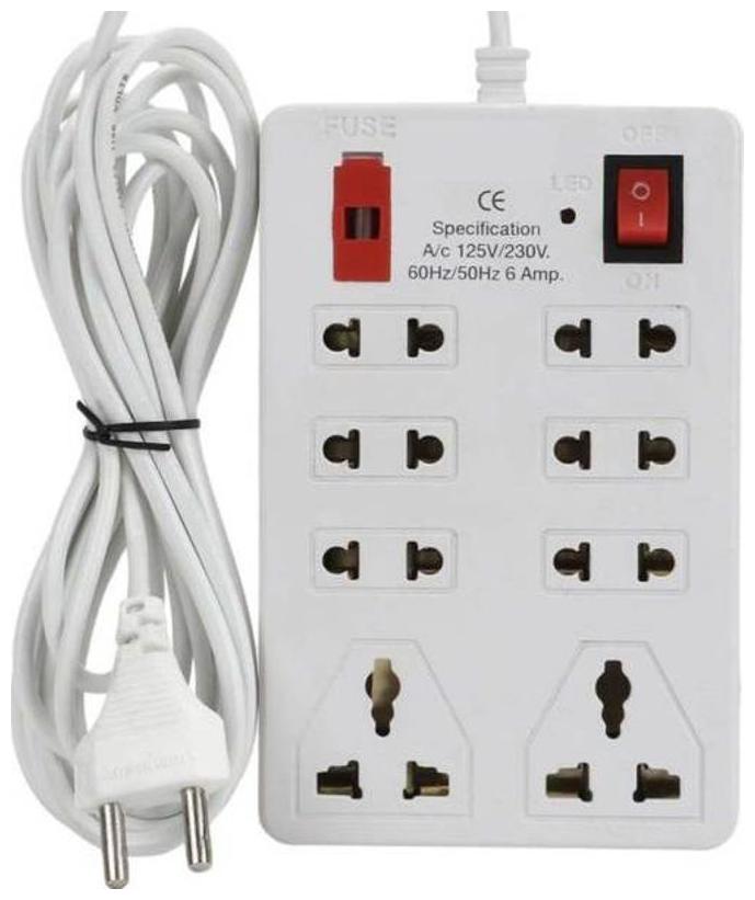 

Pickadda Multi Pin White Extension Board ( 2 m 8 Socket 1 Switches)