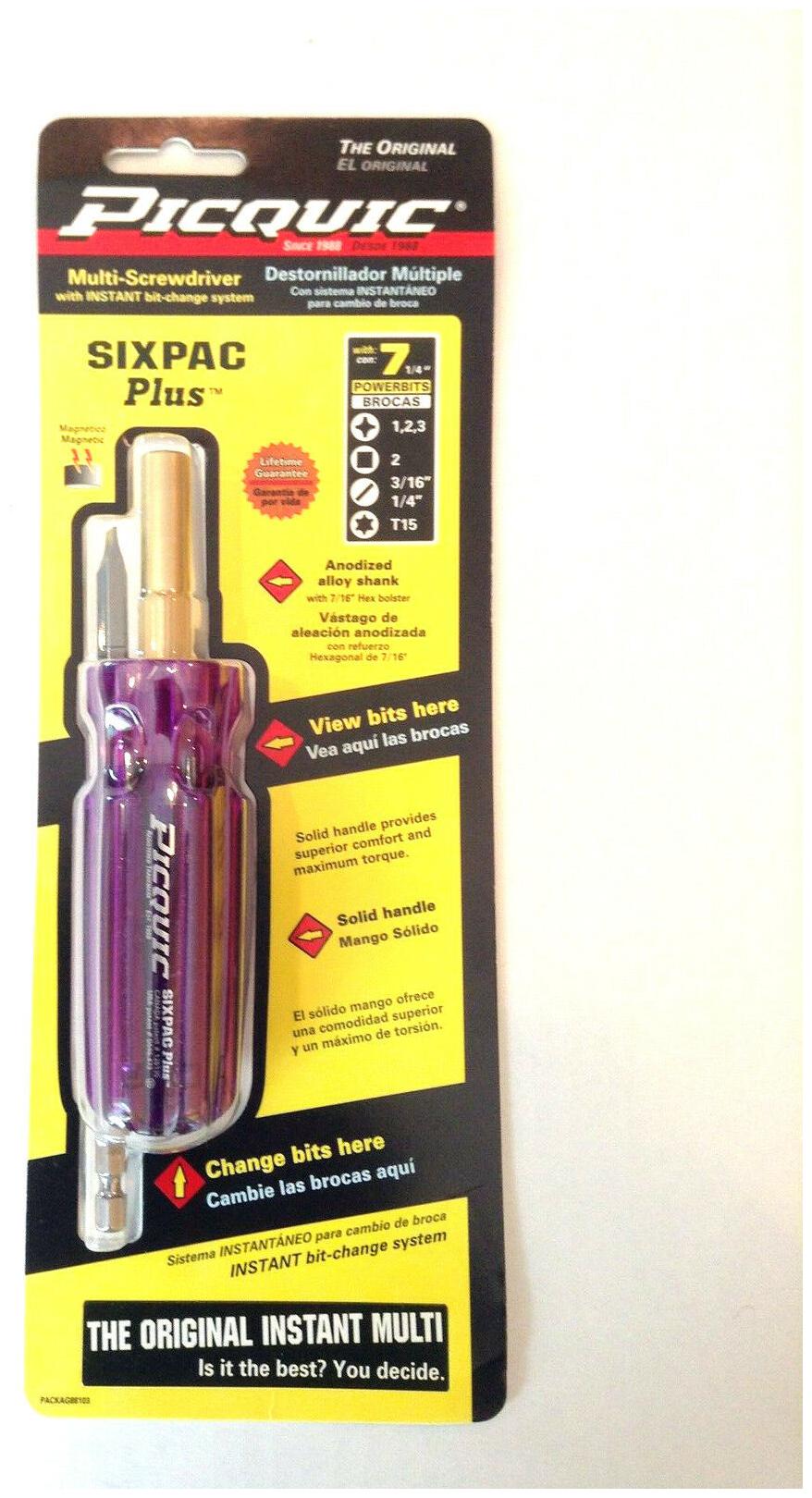 

PICQUIC SIXPAC Plus Screwdriver Multi Bit w 7 Hex Bits - Blackberry