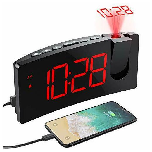 Buy PICTEK Projection Alarm Clock 4 Dimmer Digital Clock with USB