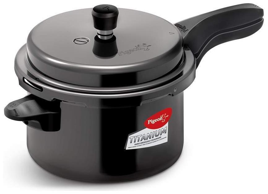 

Pigeon by stovekraft Hard-Anodized Aluminium 5 L Induction Bottom Outer Lid Pressure Cooker - Set of 1 ISI Certified
