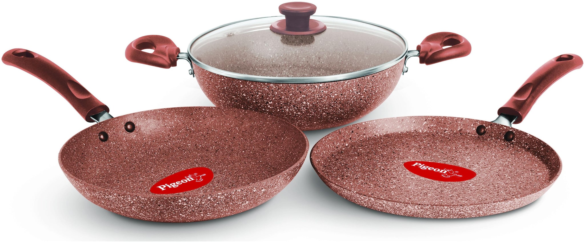 

PIGEON Non Stick GIFT SET - GRANITO 4 pc IB - Earthy Brown