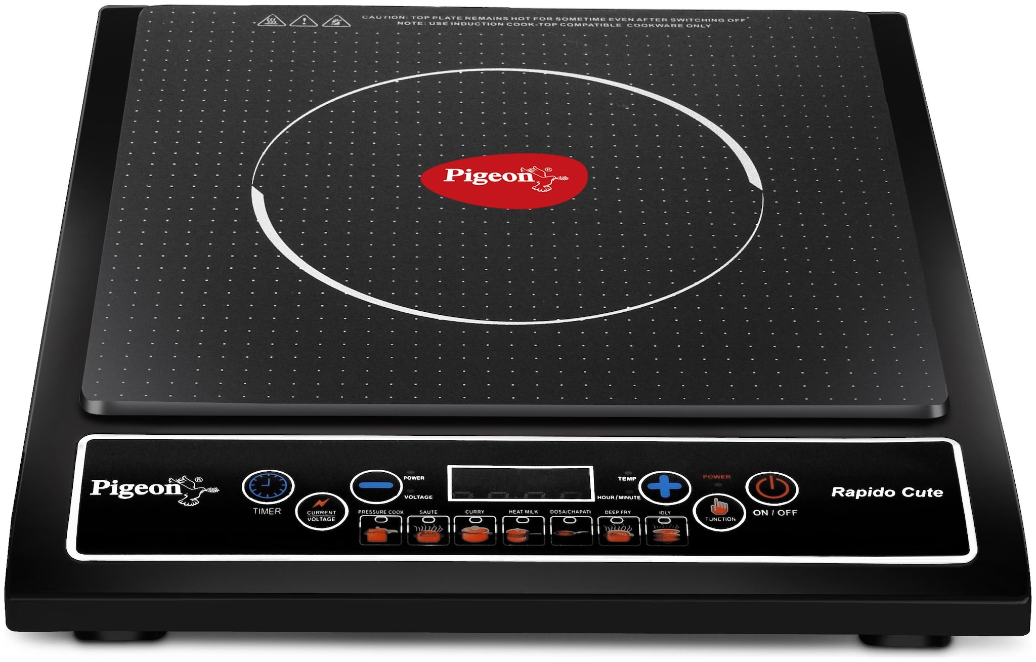 Pigeon Rapido Cute 1800 W Induction Cooktop Black Push Pigeon Rapido Cute 1800 W Induction
