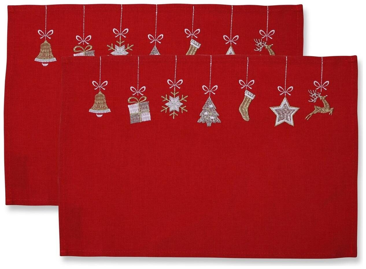 

Pillow Perfect Hanging Christmas Ornaments Placemat Red Red