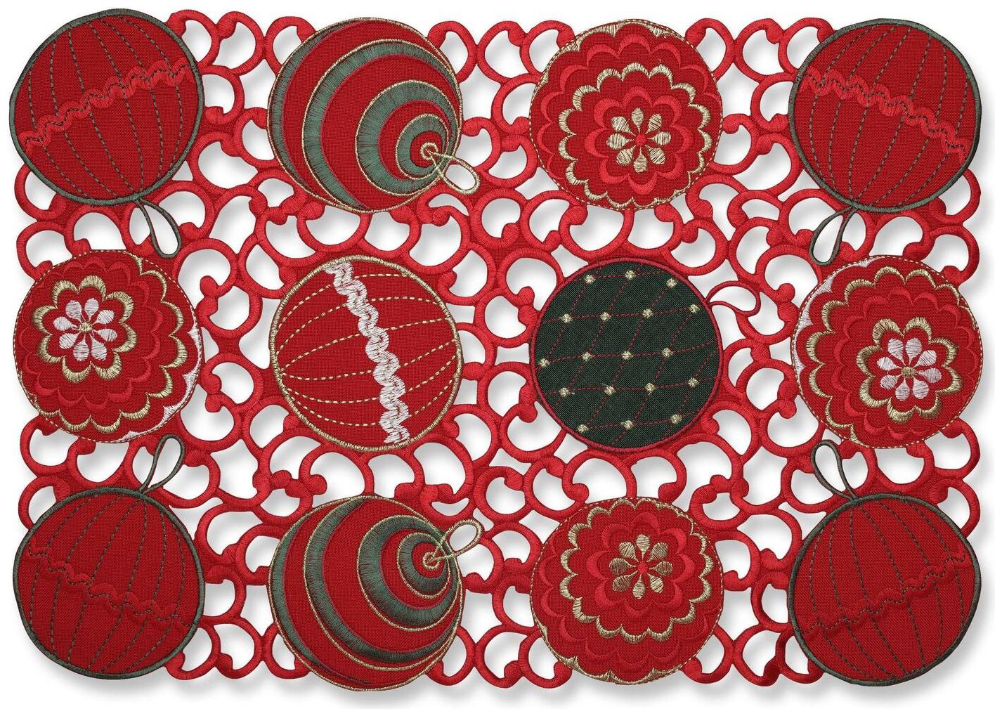 

Pillow Perfect Ornaments Red-Green Placemat (Set of 2) Red