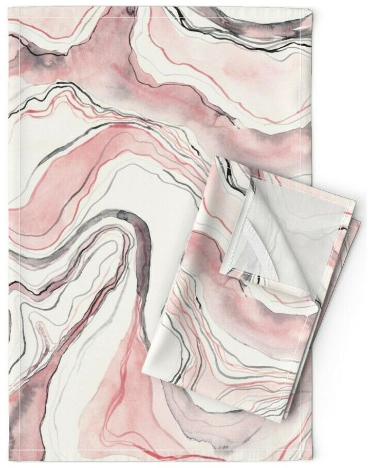 

Pink Marble Marbled Stone Rose Linen Cotton Tea Towels by Roostery Set of 2