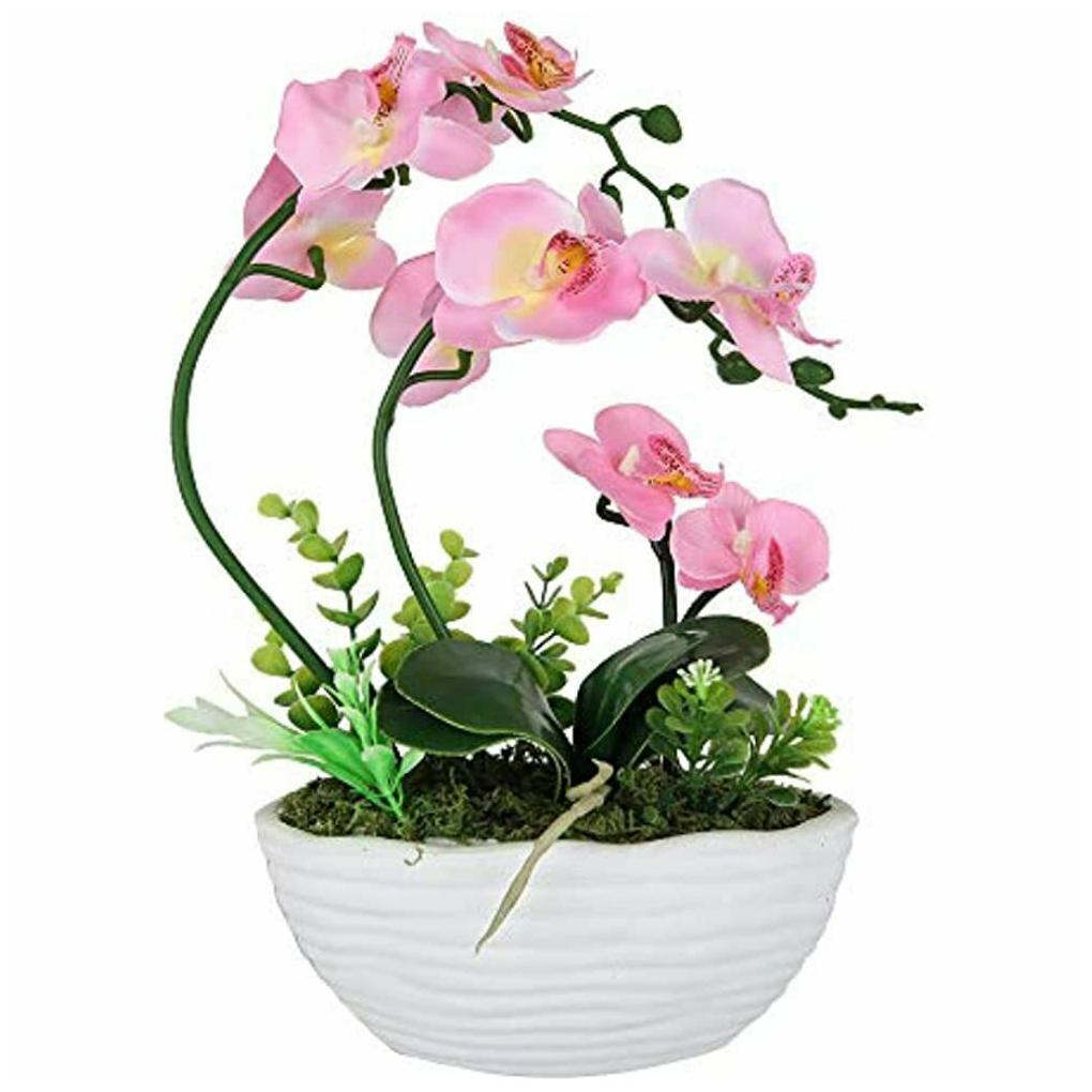 

Pink Silk Phalaenopsis Flower Arrangement Artificial Orchid Flowers With White