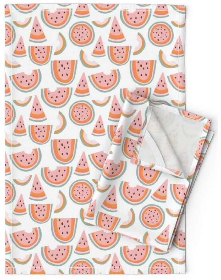 

Pink Watermelon Fruit Indy Bloom Linen Cotton Tea Towels by Roostery Set of 2