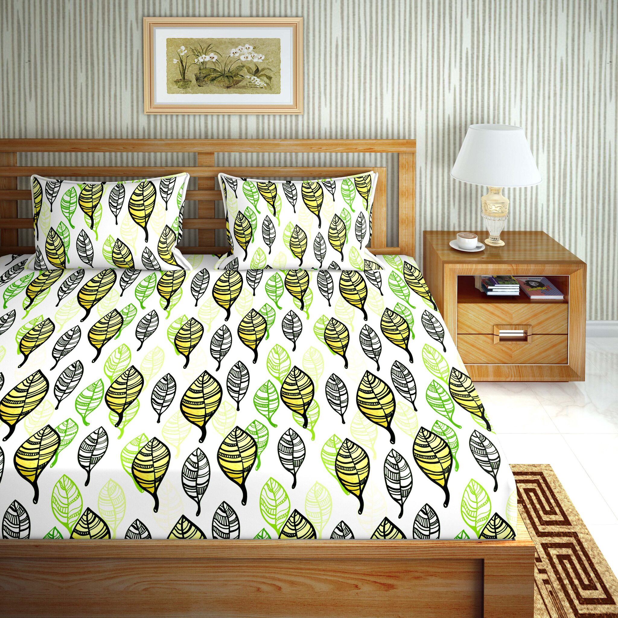 

Bella Casa Cotton Printed Double Size Bedsheet 110 TC ( 1 Bedsheet With 2 Pillow Covers Multi )