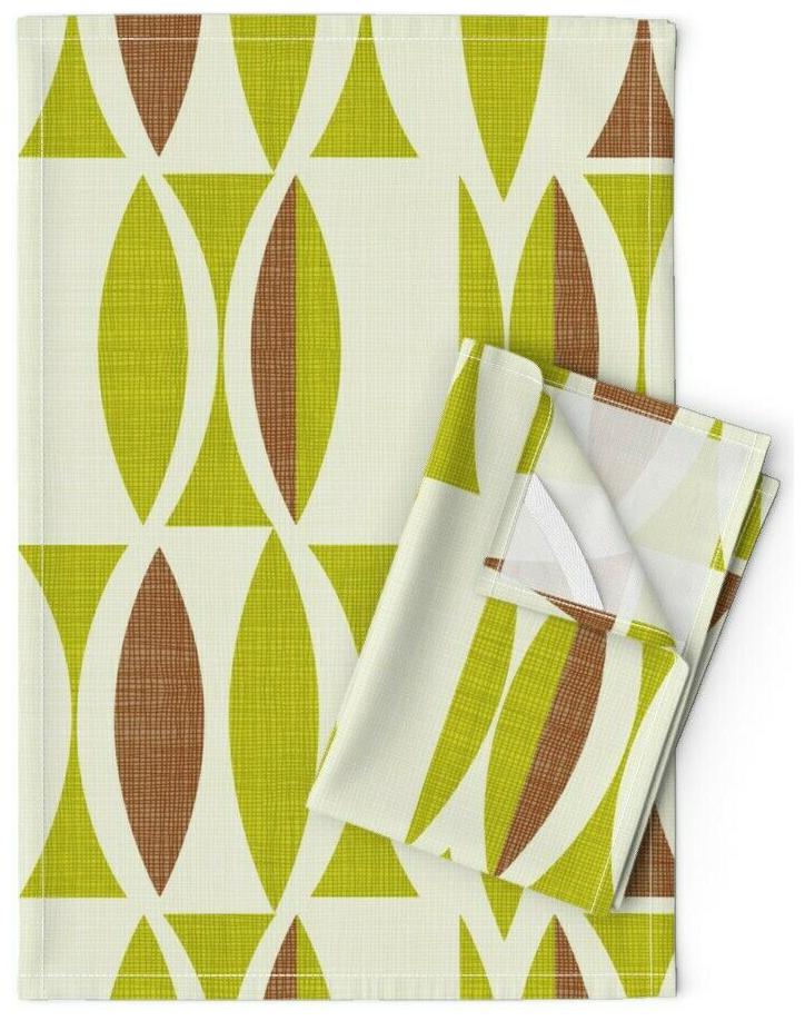 

Plain Vintage Green Herb Earth Linen Cotton Tea Towels by Roostery Set of 2