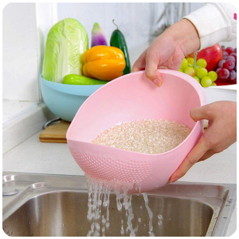 

Plastic Vegetable Fruit Basket Rice Wash Sieve Washing Bowl Colande