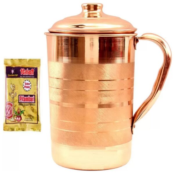 Pure Copper Handmade Hammered Jug Water Pitcher 1.5 L Storage Kitchen Ayurveda
