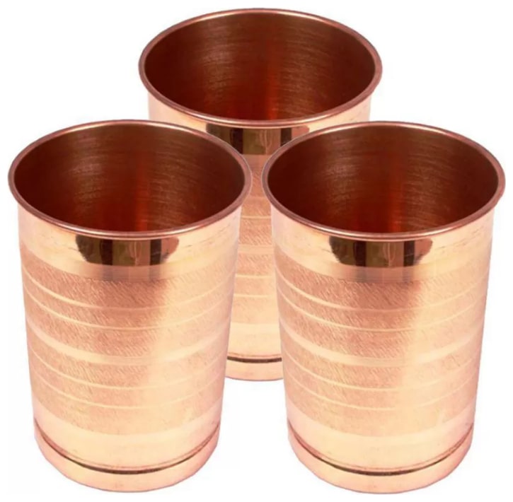 

PLAYNET Pure Copper Lining Glass For Good Health Benefits Pack of 3