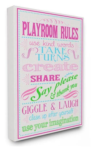 Buy Playroom Rules Canvas Wall Art In Pink Green And Blue Id 3455476 Online At Low Prices In India Paytmmall Com